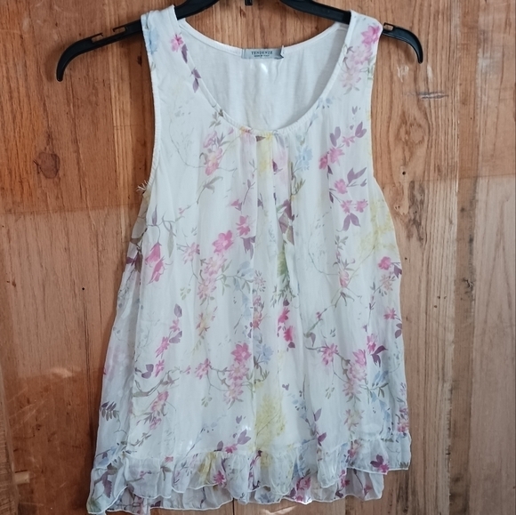 Tendenze Silk Yellow Floral Print Tank - Picture 6 of 11